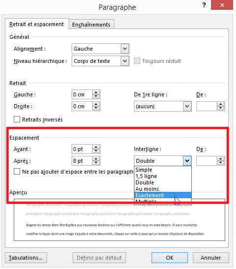 Supprimer une page vide en ajustant le format de paragraphe