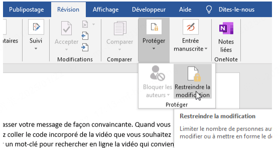 désactiver des restrictions de l'édition dans Word