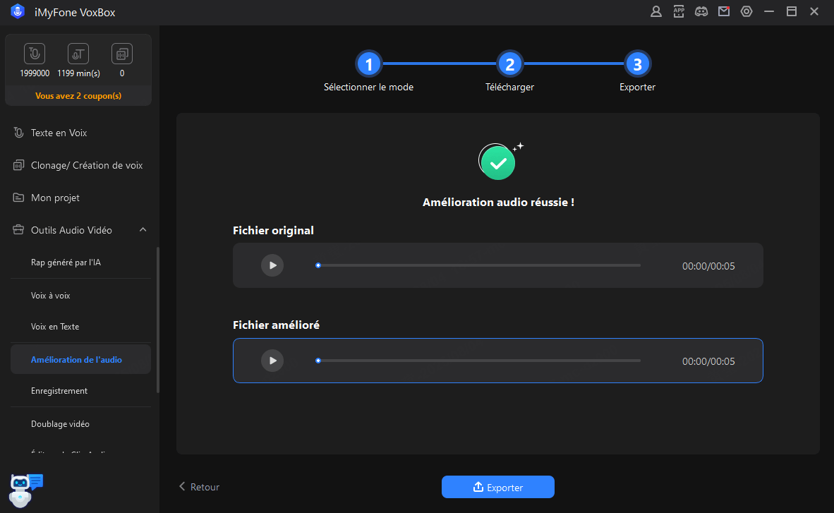 améliorer avec succès la qualité audio dans VoxBox