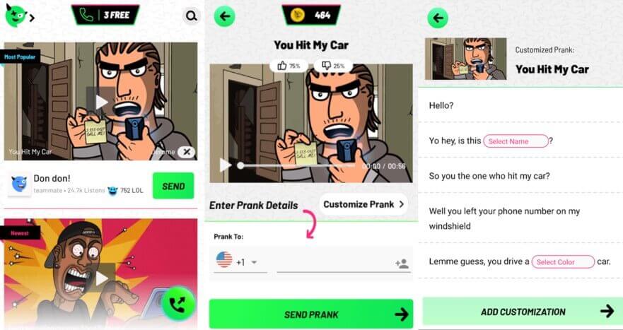 application de changement de voix en appel, Prank Dial