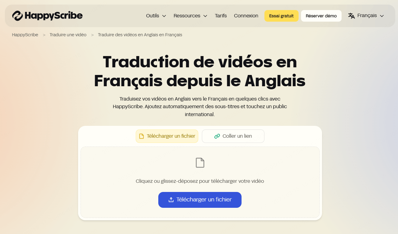 HappyScribe, traducteur vidéo anglais vers le français