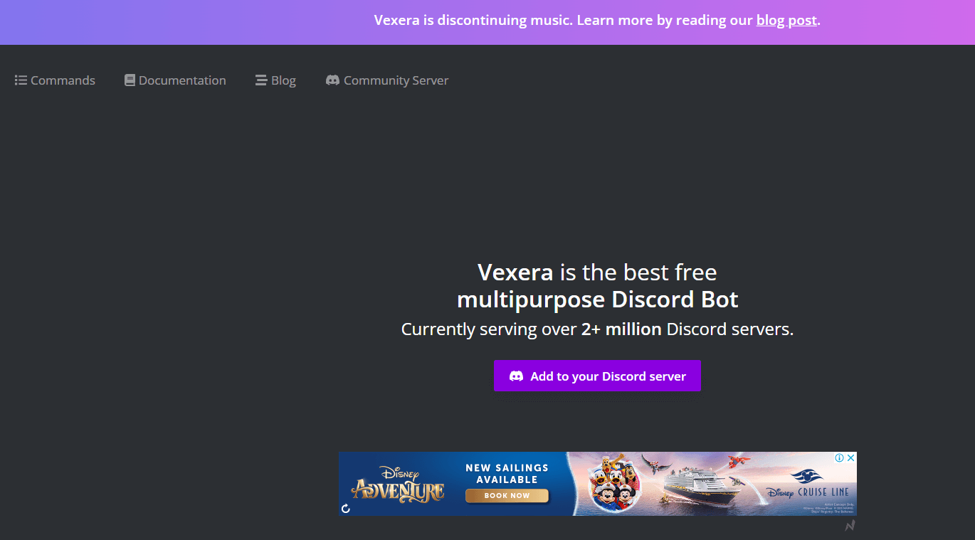 Vexera est un bot musical Discord polyvalent