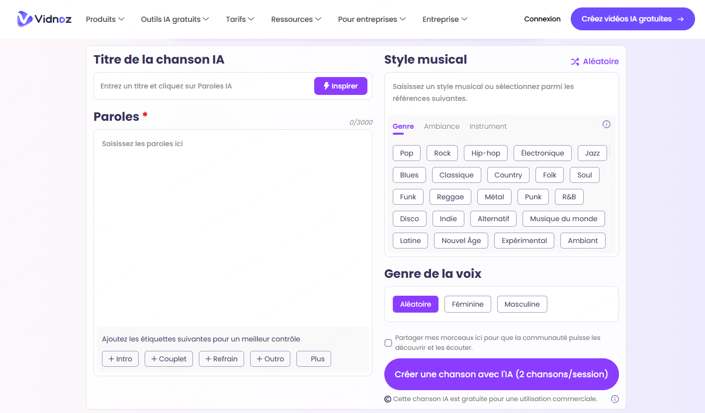 Vidnoz, un outil pour créer un jingle personnalisé en ligne