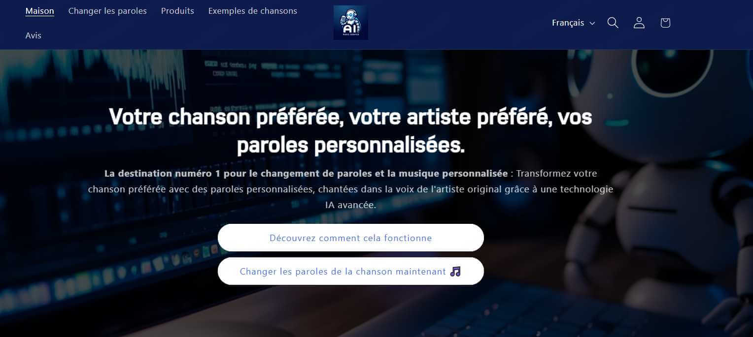 AI Music Service, site IA pour changer les paroles d'une chanson en ligne