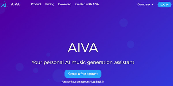 AIVA, site de génération de chansons IA avec paroles professionnel
