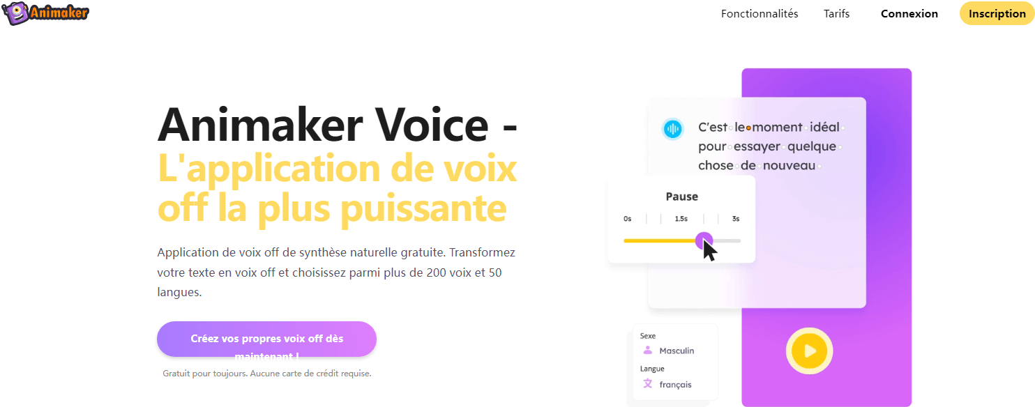 animaker voice – service en ligne pour générer une voix off IA