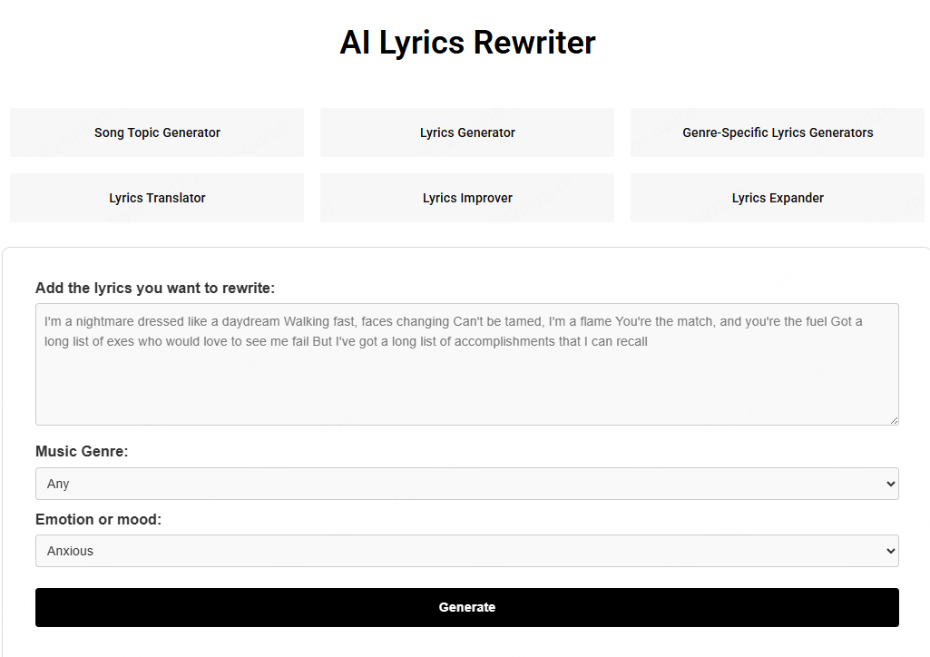 GenerateLyrics, outil IA qui change les paroles d'une chanson existante
