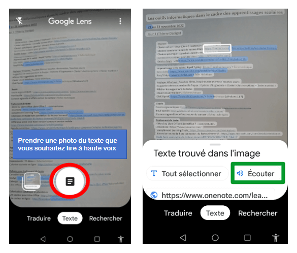 Étapes pour lire des photos à haute voix avec Google Lens