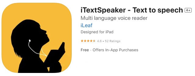 l'application iTextSpeaker pour écouter le texte en anglais