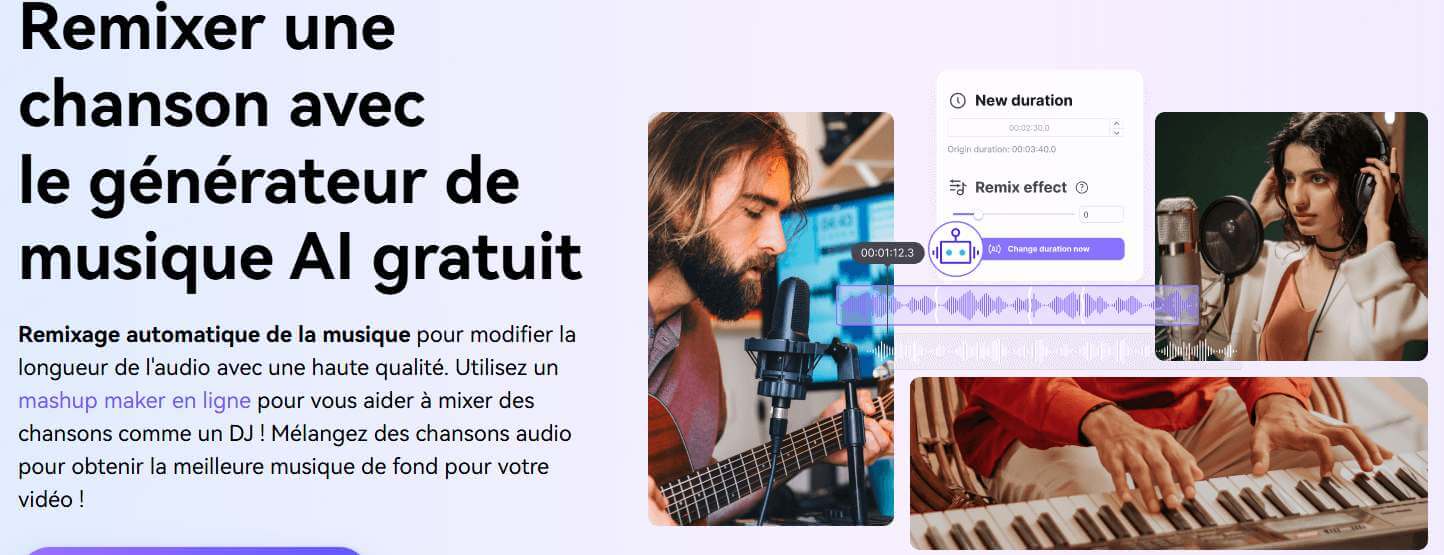 Media.io - meilleur outil IA pour le mixage d'audio gratuit dans tous les genres musicaux