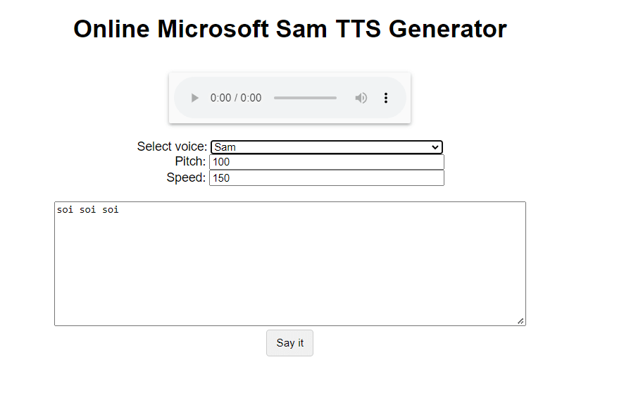étapes pour utiliser la synthèse vocale Microsoft Sam en ligne