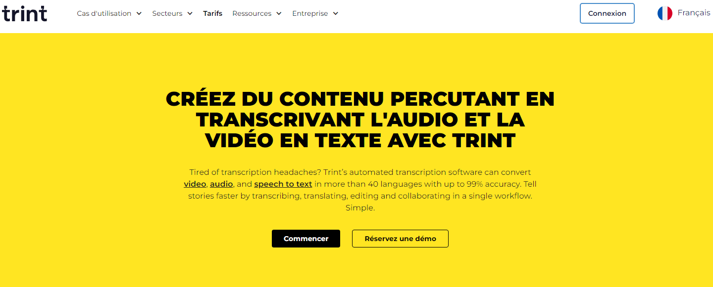 Trint - Site pour convertir vidéo YouTube en texte rapide