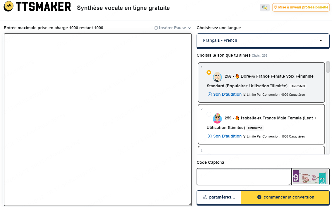 TTSMaker, plateforme de synthèse vocale en ligne