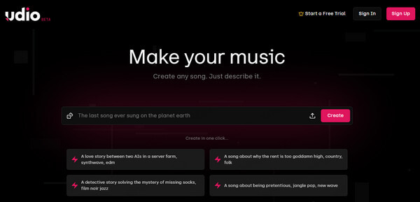 Udio, générateur de musique IA avec paroles simple en ligne