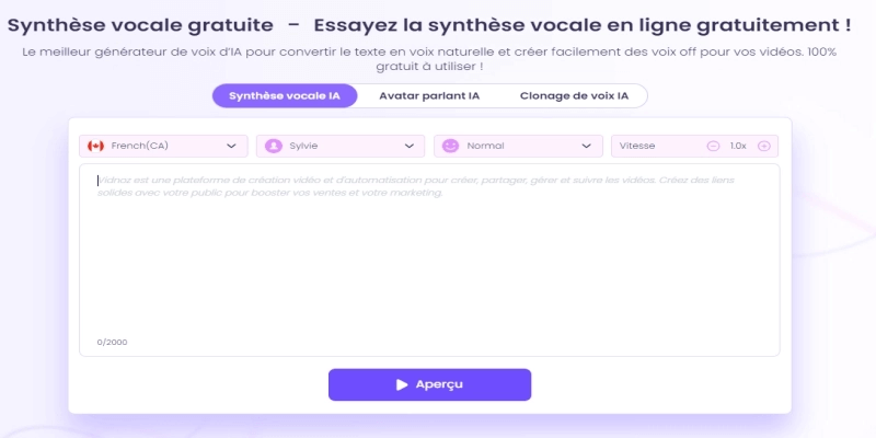 Vidnoz - Imitateur d'accent québécois en ligne