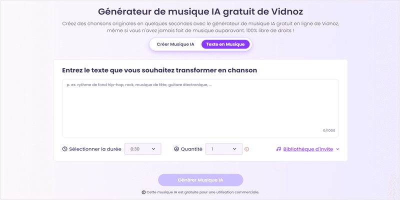 Vidnoz - Texte en musique IA en ligne