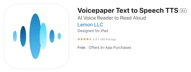 Voicepaper, application de texte en anglais à lire à voix haute