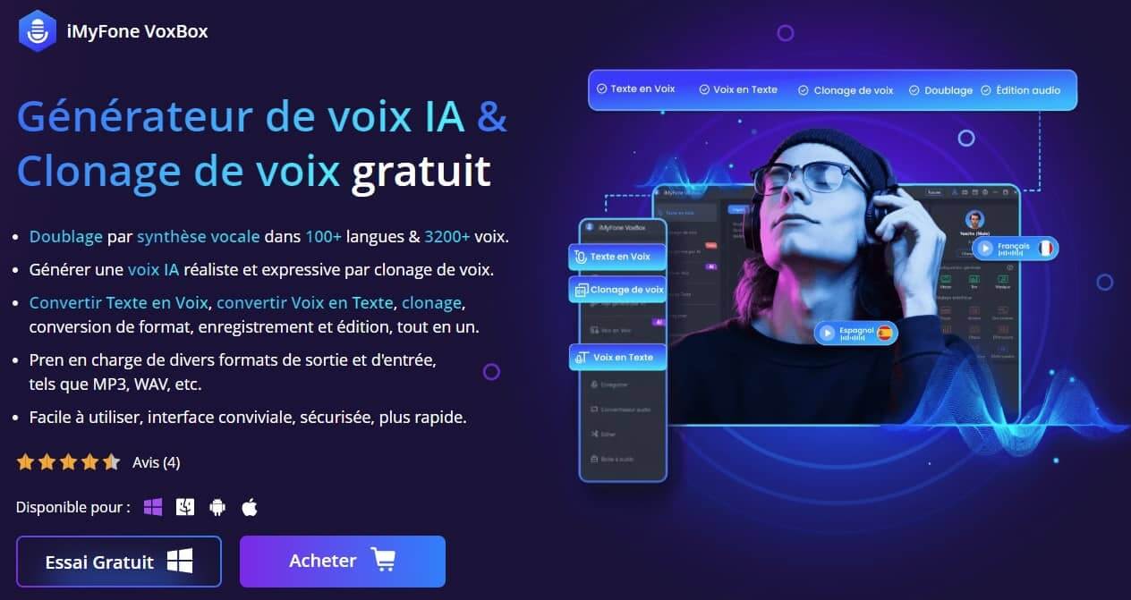 Voxbox, meilleur générateur de voix française d'Emma Watson par IA