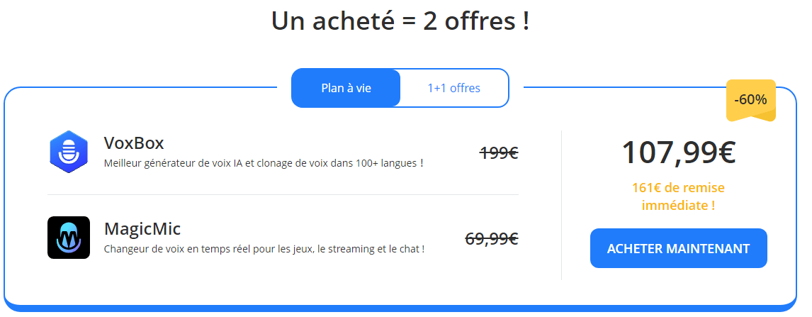 offre pour application pour faire chanteur IA