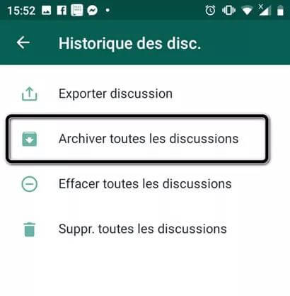 Archiver toutes les discussions whatsapp sur Android