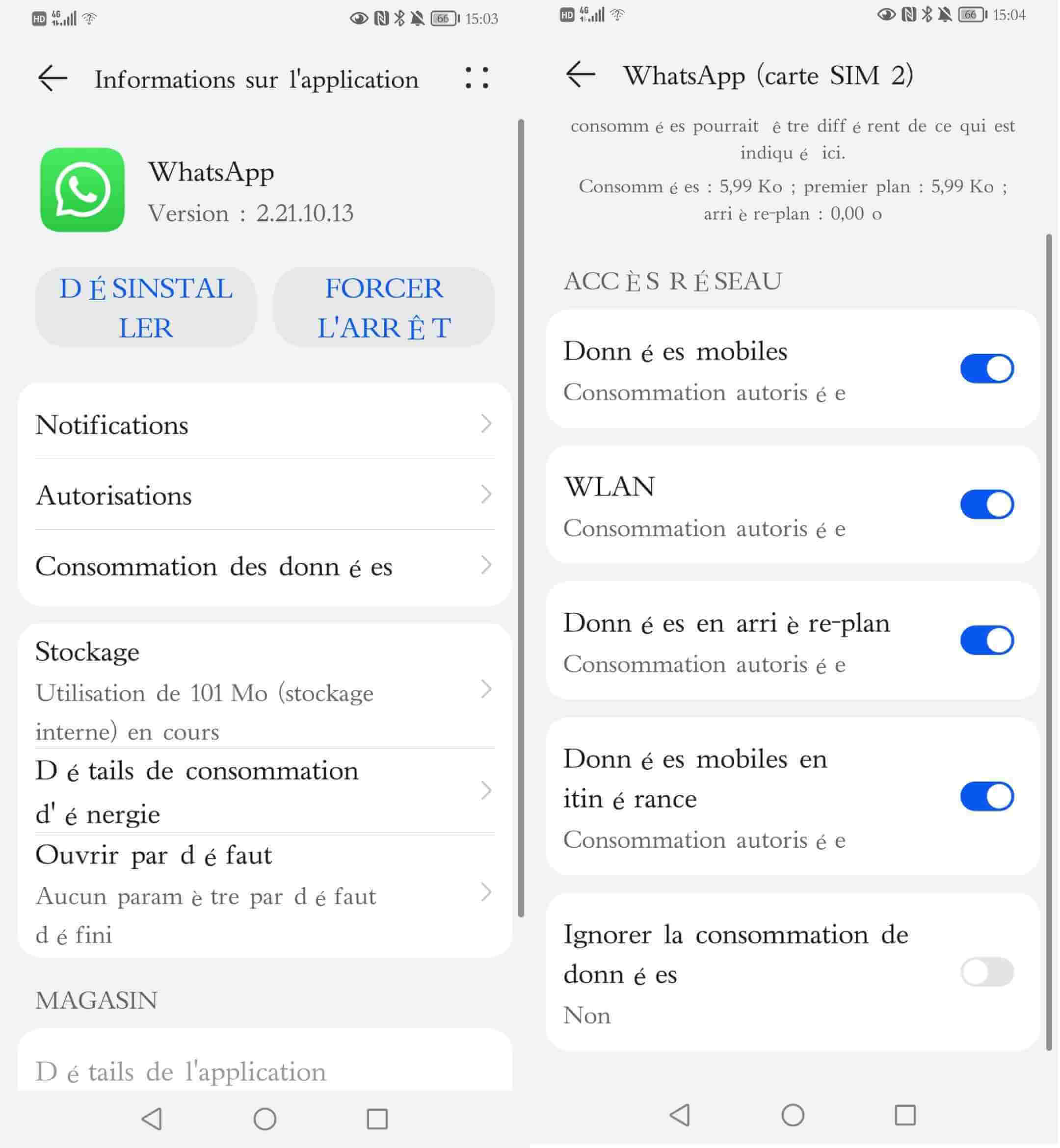 Autoriser WhatsApp à utiliser les données android