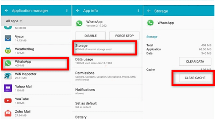 Effacer le cache WhatsApp