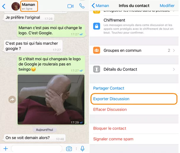 Exporter les discussions whatsapp iPhone