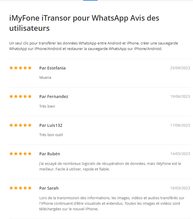 iTransor for whatsapp avis d'utilisateur