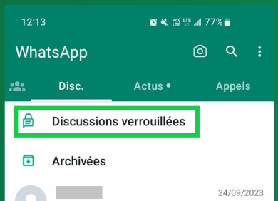 comment verrouiller un discussion sur WhatsApp