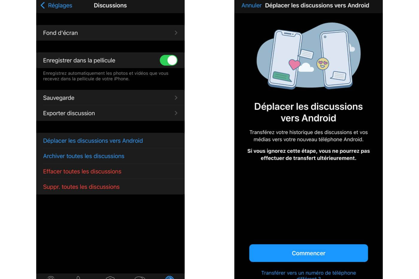 Déplacer les discussions vers Android