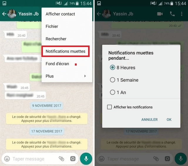 Désactiver les notifications des contacts inconnus sur WhatsApp