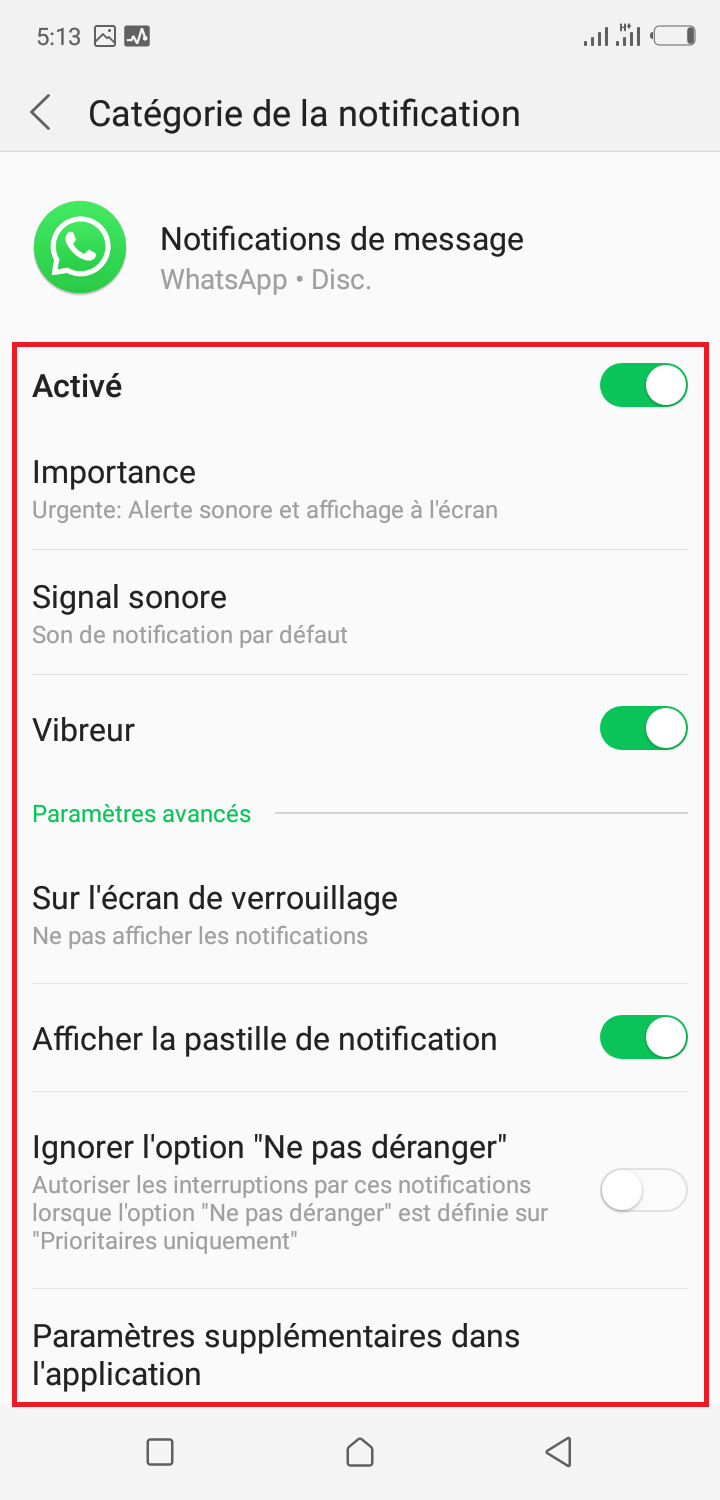 Réactivez les notifications d'appel de WhatsAp Android