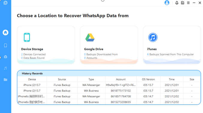 restaurerez la sauvegarde WhatsApp depuis l'historique