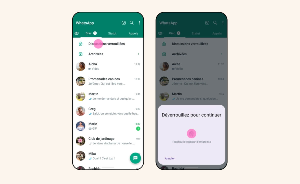 comment déverrouiller les chats verrouillés sur whatsapp