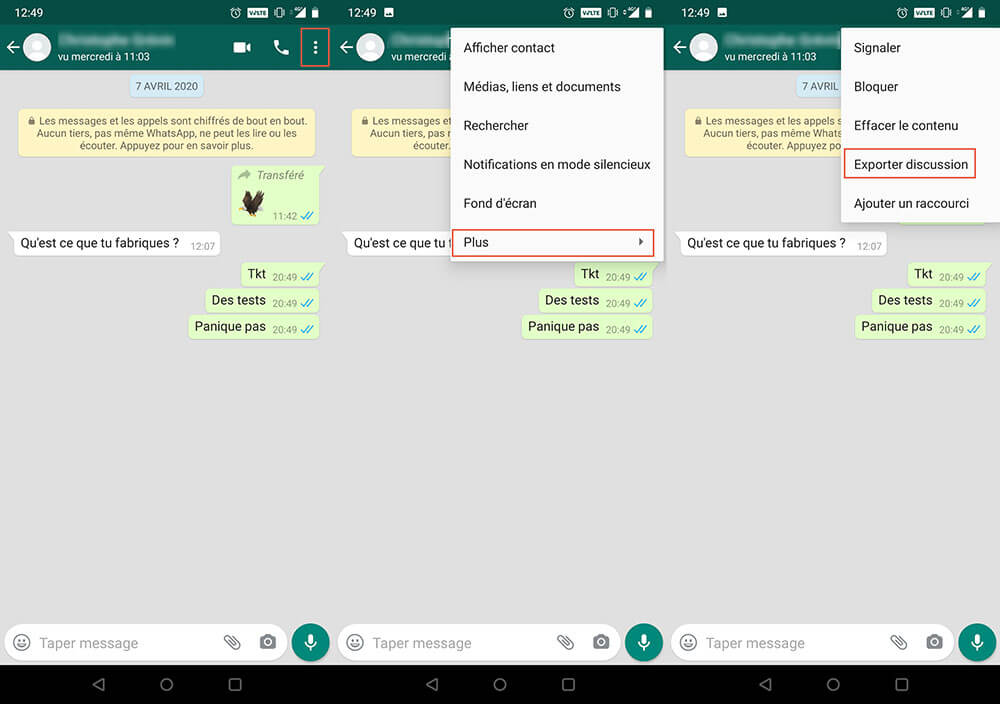 exporter didscussions whatsapp android