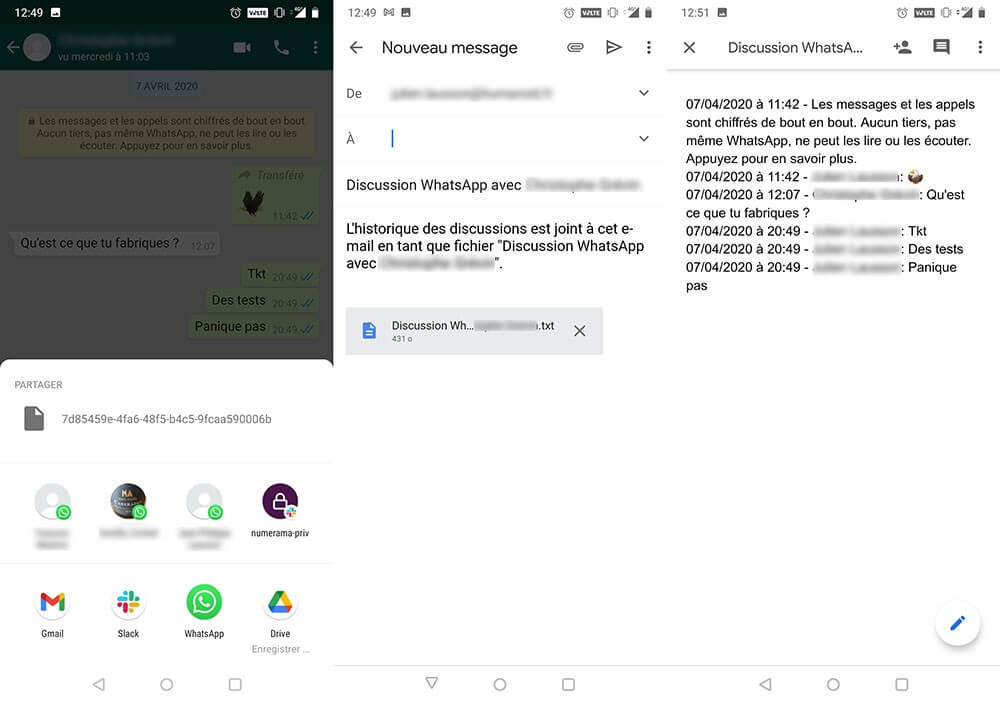 email whatsapp depuis android vers iphone