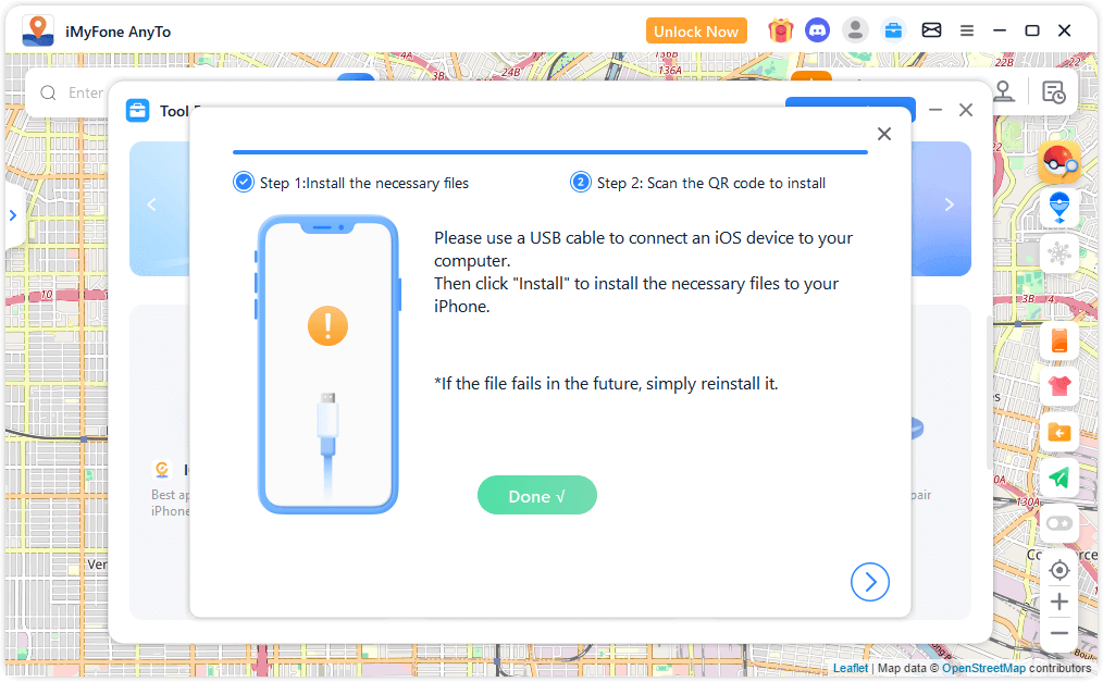 Installation réussie de l'imyfone igo