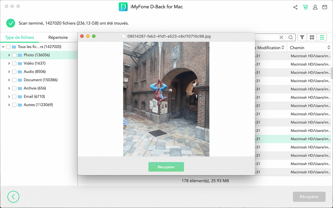 restaurer les fichiers Mac avec D-Back for Mac