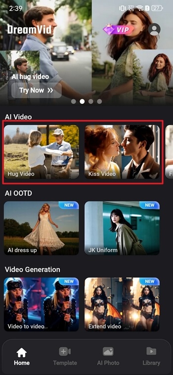 Sélectionner un mode pour la vidéo générée par l'IA