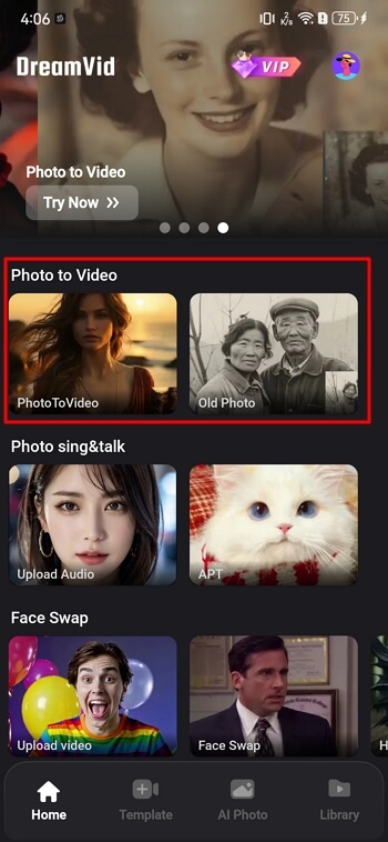 sélectionnez « Image vers vidéo »