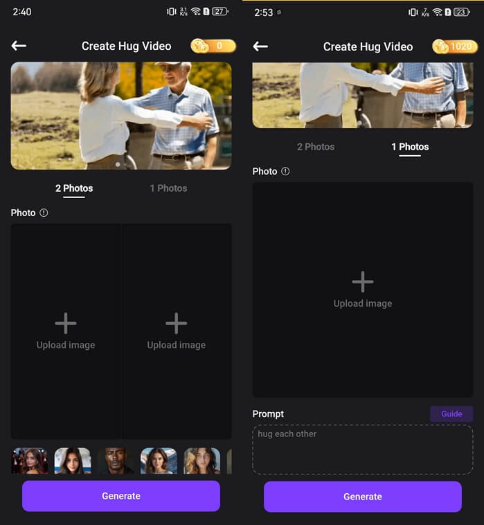 importer une ou deux photos de personnes