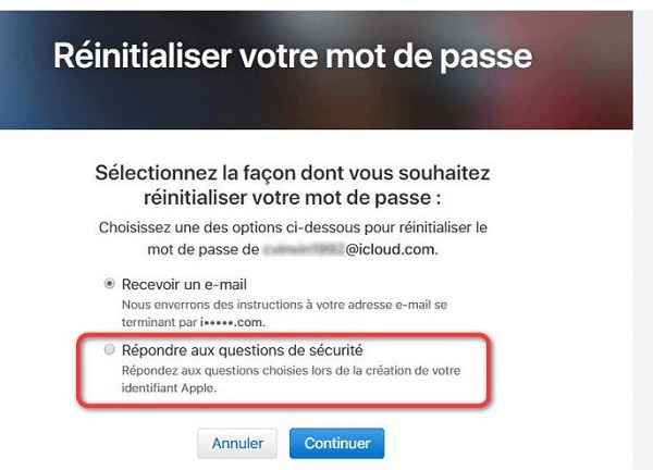 Répondre à la question de sécurité