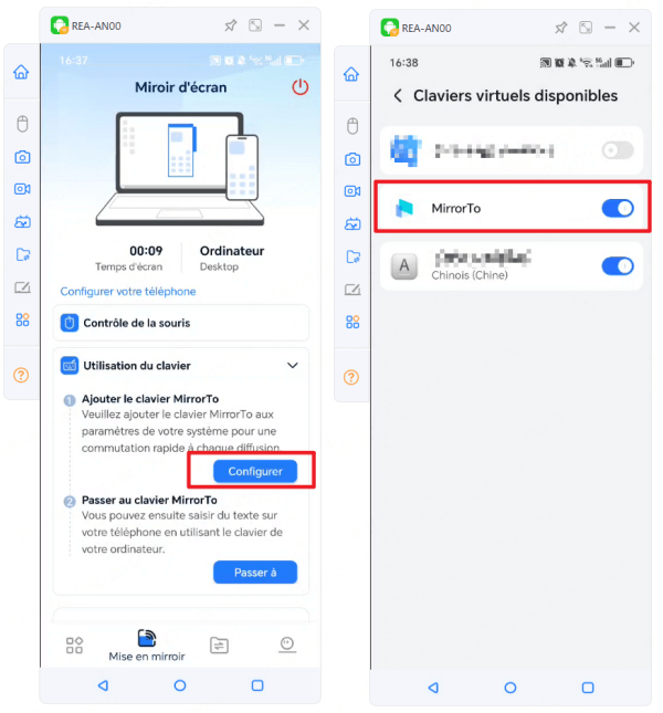 activer le contrôle de la souris