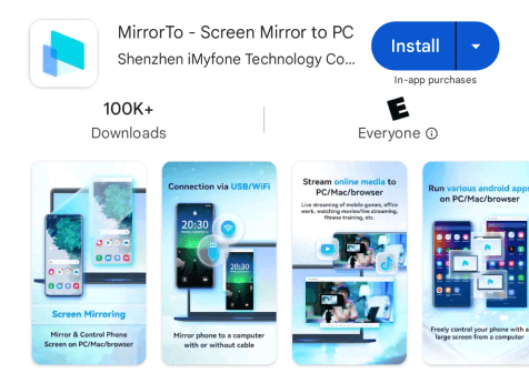 télécharger l'App MirrorTo sur votre téléphone