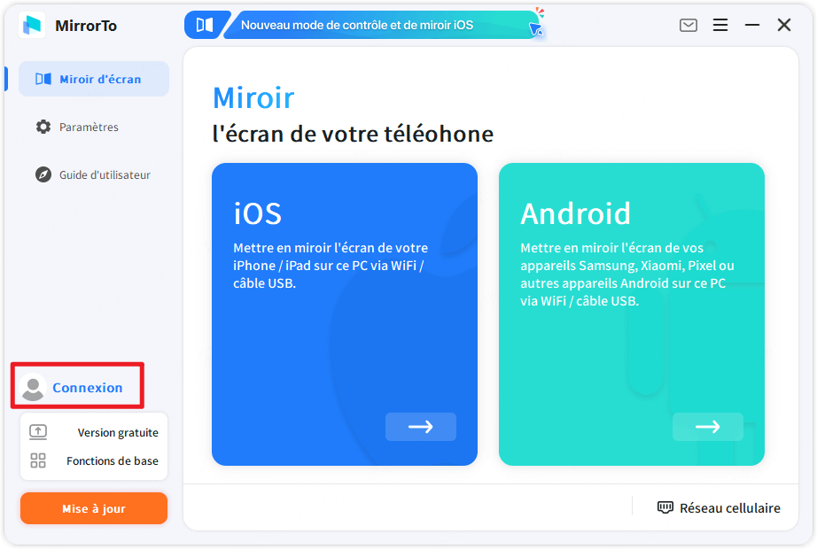 MirrorTo-connexion