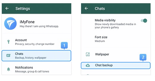 accéder à la sauvegarde de whatsapp dans les paramètres de chat