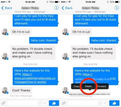 how to delete Facebook messages