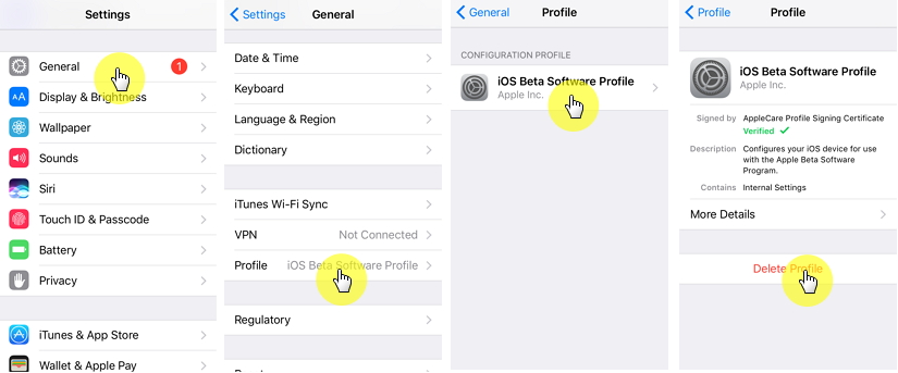 removing beta profile from iphone