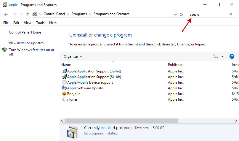 Uninstall iTunes