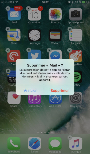 desinstaller app iphone